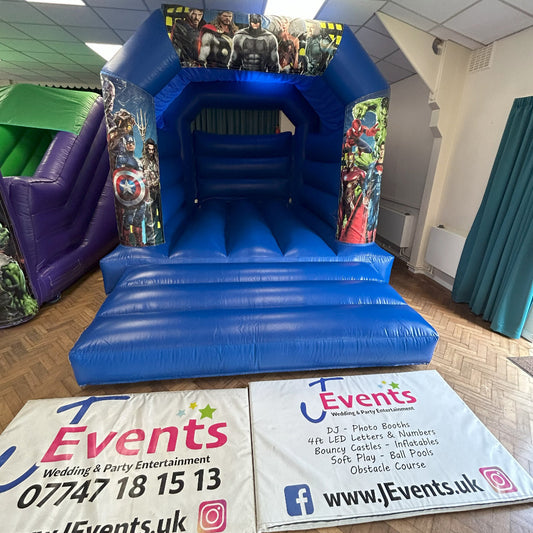 Superhero Bouncy Castle Blue