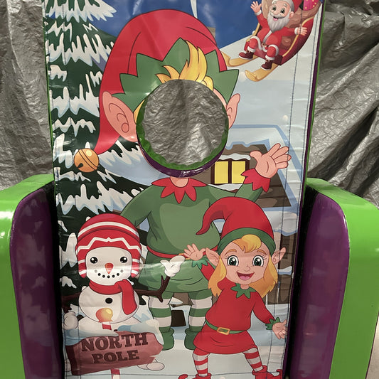 Christmas Elf ‘Face in Hole’  Peek a Boo Green & Purple
