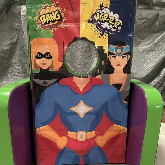 Superhero ‘Face in Hole’  Peek a Boo Green & Purple