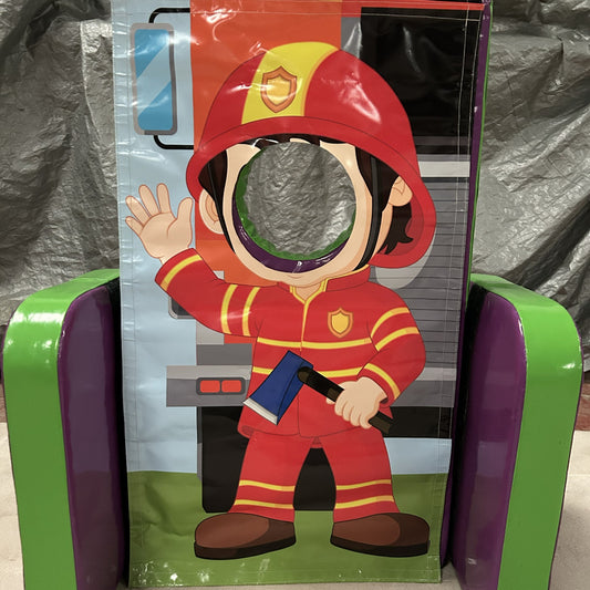 Fireman ‘Face in Hole’  Peek a Boo Green & Purple