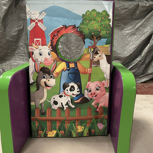 Farmyard ‘Face in Hole’  Peek a Boo Green & Purple