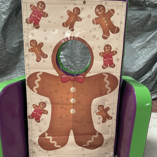 Gingerbread Man ‘Face in Hole’  Peek a Boo Green & Purple