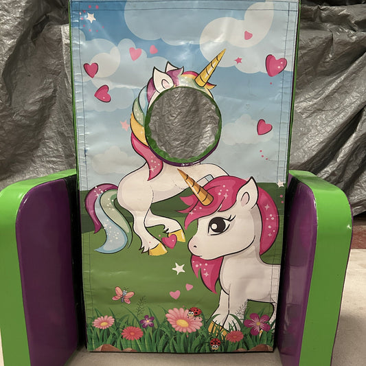 Unicorn ‘Face in Hole’  Peek a Boo Green & Purple