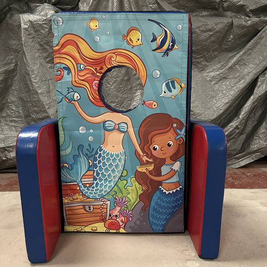Mermaid ‘Face in Hole’  Peek a Boo Red & Blue