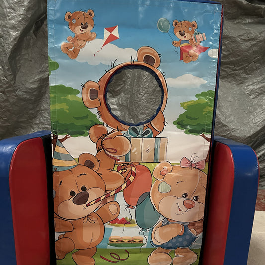 Teddy Bear ‘Face in Hole’  Peek a Boo Red & Blue