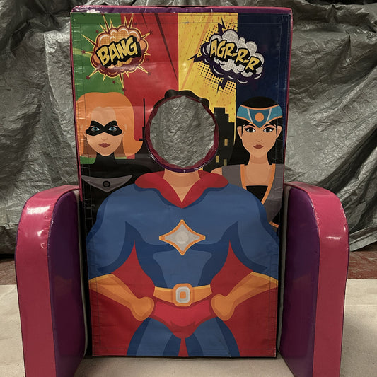 Superhero ‘Face in Hole’  Peek a Boo Pink & Purple