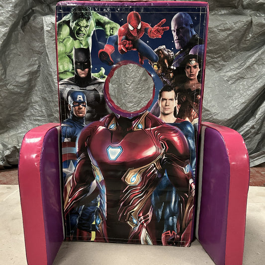 Superhero ‘Face in Hole’  Peek a Boo Pink & Purple 2