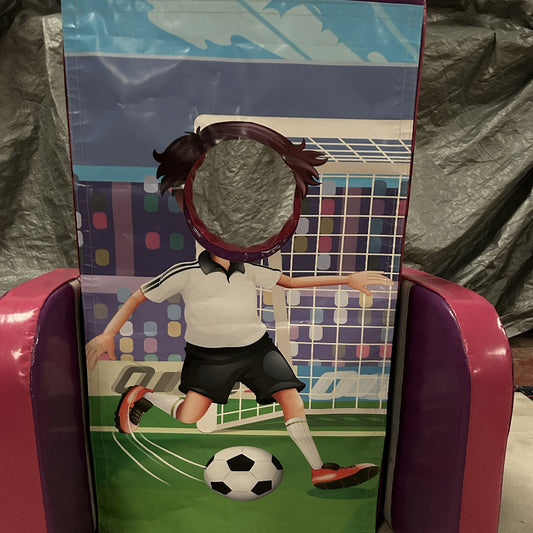 Football ‘Face in Hole’  Peek a Boo Pink & Purple