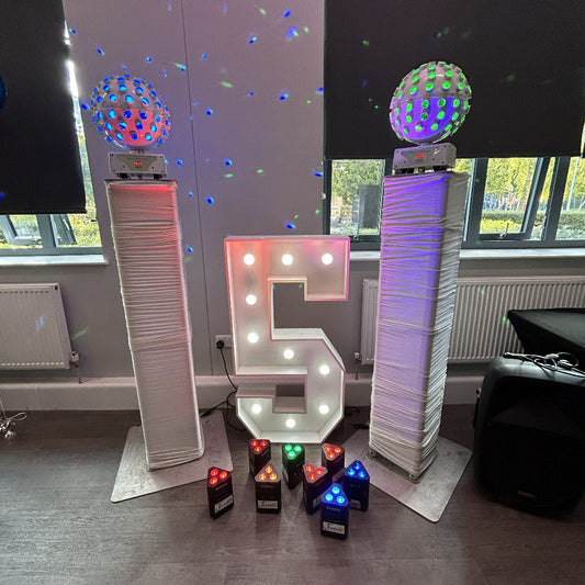 DIY Disco Bluetooth Speaker, Uplights, Disco Balls Light & 4ft Light Up Number