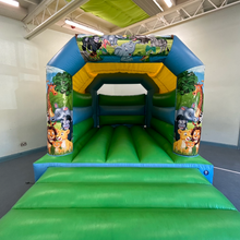 Load image into Gallery viewer, Jungle 2 Bouncy Castle Blue &amp; Green
