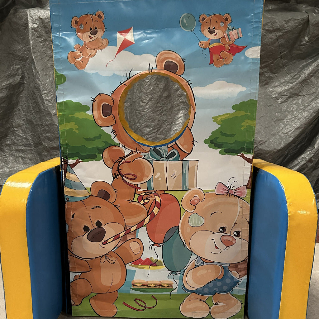 Teddy Bear ‘Face in Hole’  Peek a Boo Blue & Yellow