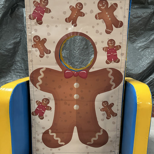 Gingerbread Man ‘Face in Hole’  Peek a Boo Blue & Yellow