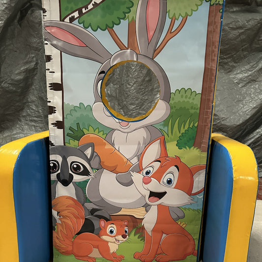 Woodland ‘Face in Hole’  Peek a Boo Blue & Yellow