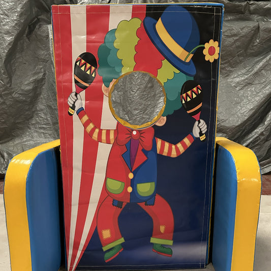 Circus ‘Face in Hole’  Peek a Boo Blue & Yellow