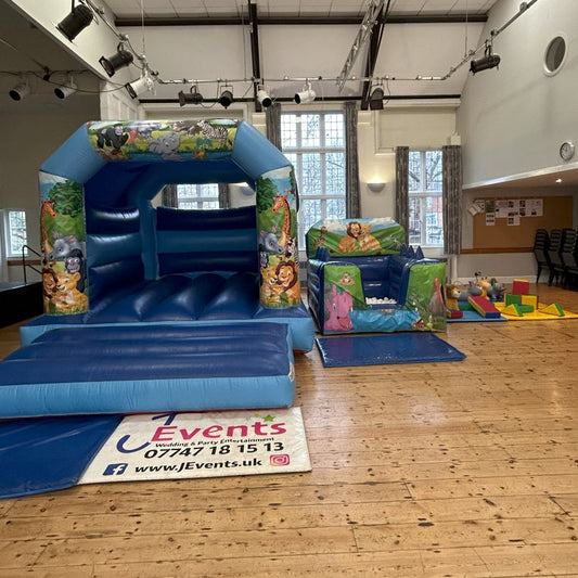 Jungle 2 Bouncy Castle Blue
