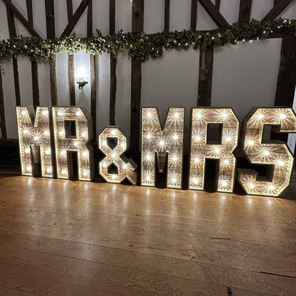 4ft LED Rustic MR & MRS Letters