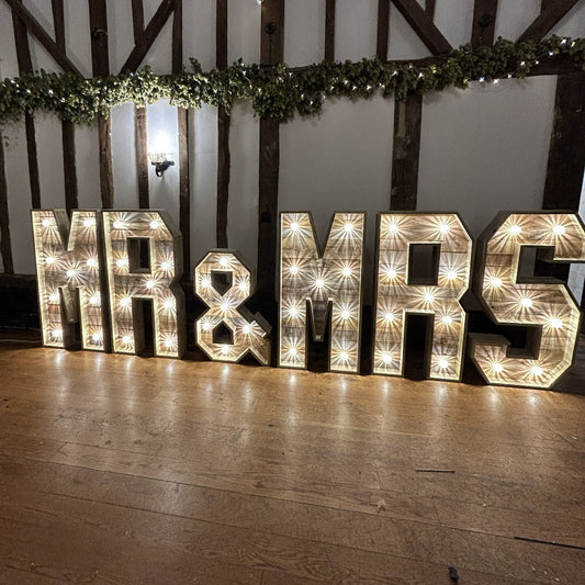 4ft LED Rustic MR & MRS Letters