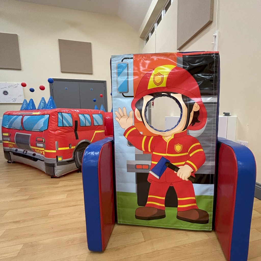 Fireman ‘Face in Hole’  Peek a Boo Red & Blue