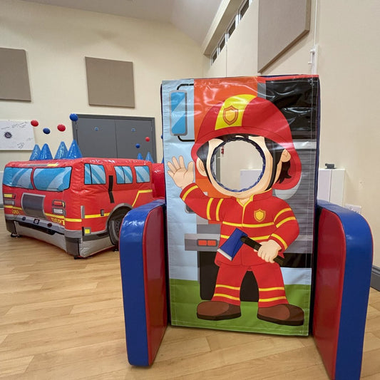 Fireman ‘Face in Hole’  Peek a Boo Red & Blue