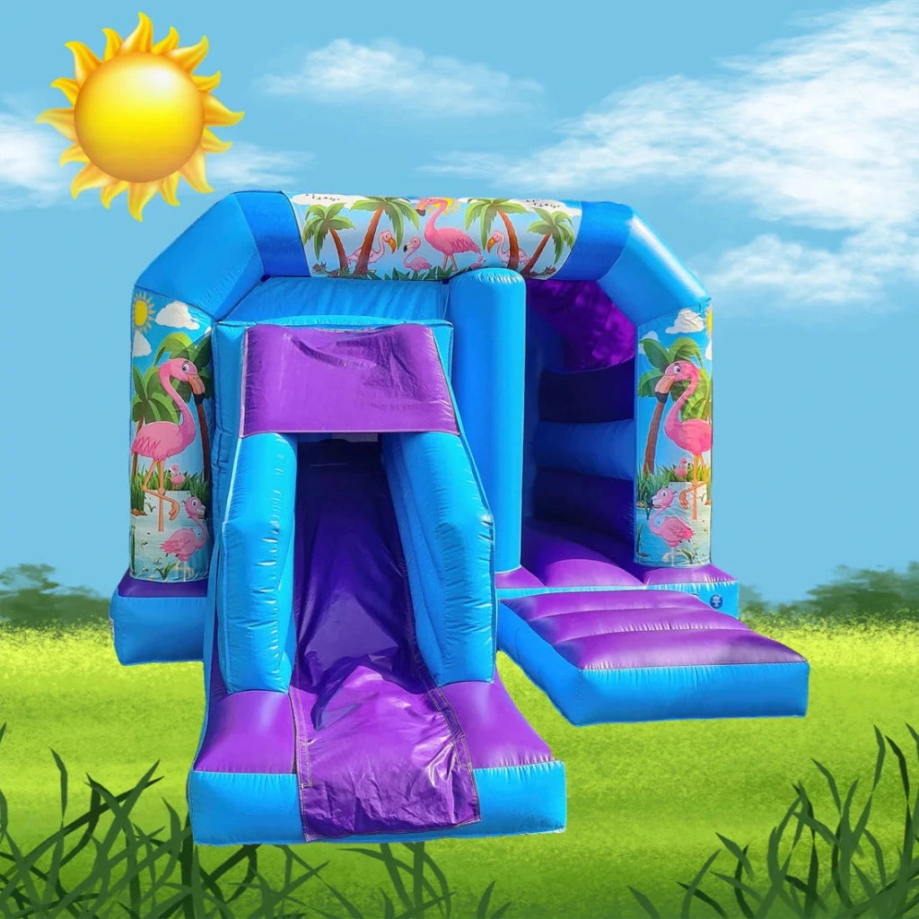 Blue & Purple Bounce 'n' Slide Flamingo Themed