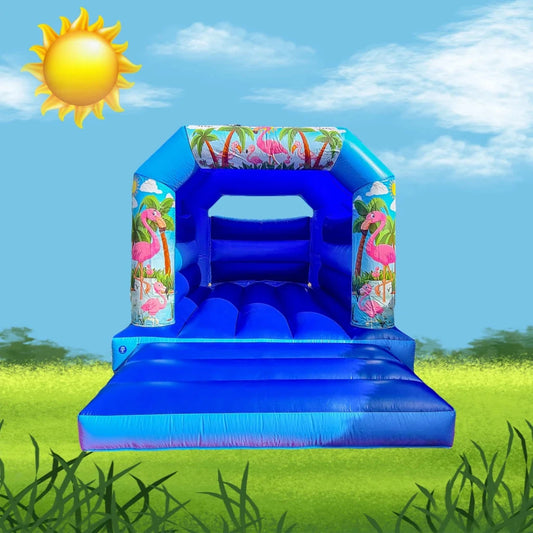 Flamingo Bouncy Castle Blue & Blue