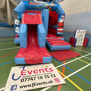 Red & Blue Bounce 'n' Slide Christmas Themed