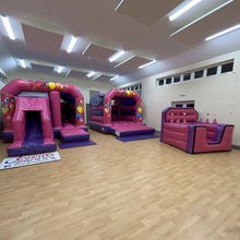 Load image into Gallery viewer, Pink &amp; Purple Bouncy Castle, Pink &amp; Purple Bounce &#39;n&#39; Slide Bouncy Castle &amp; Ball Pool
