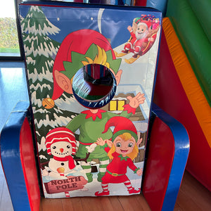 Christmas Elf ‘Face in Hole’  Peek a Boo Red & Blue