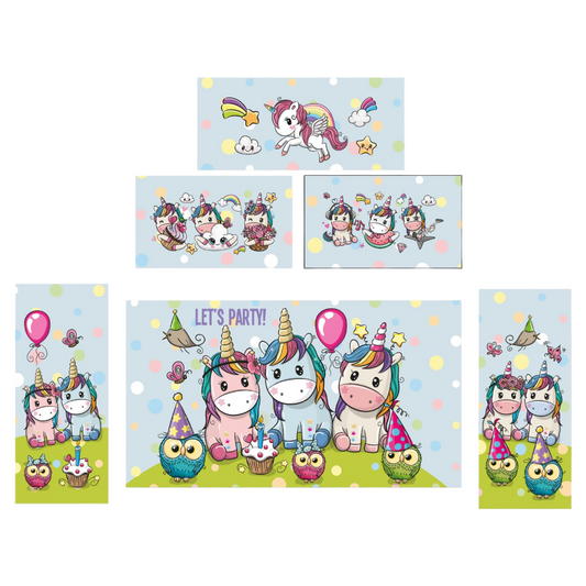 Party Time Unicorn Bouncy Castle Blue & Green