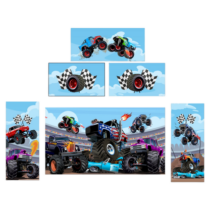 Multicoloured Rainbow Junior Platform Inflatable Slide Monster Truck