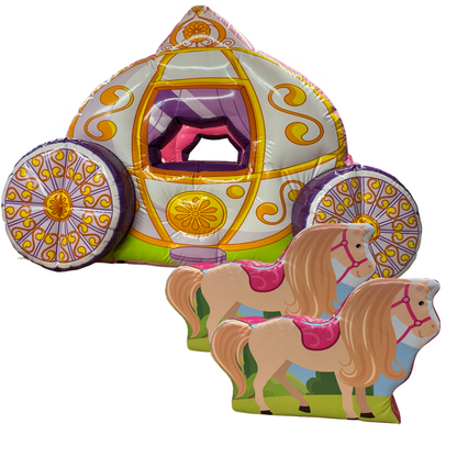 Princess Carriage Inflatable Ball Pool Air Juggler 3D plus 2x Soft Play Shaped Horses