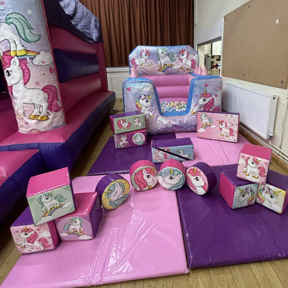 Cute Unicorn Light Pastel Pink & Light Pastel Blue Inflatable Ball Pool Air Juggler