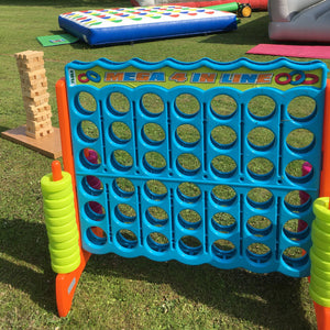 Bouncy Castle & Bounce 'n' Slide Plus Giant Jenga, Mega 4 In A Line & Giant Twister Inflatable Game