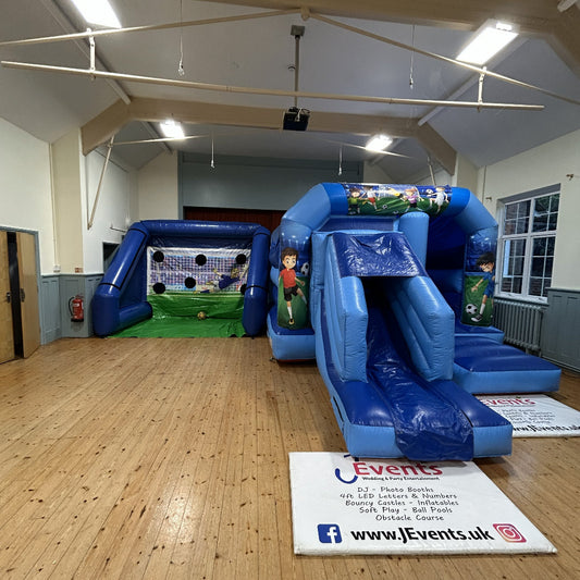 Football 2 Blue Bounce n Slide & Shoot 'n' Score Penalty Shoot-Out Inflatable Ball Pool Package