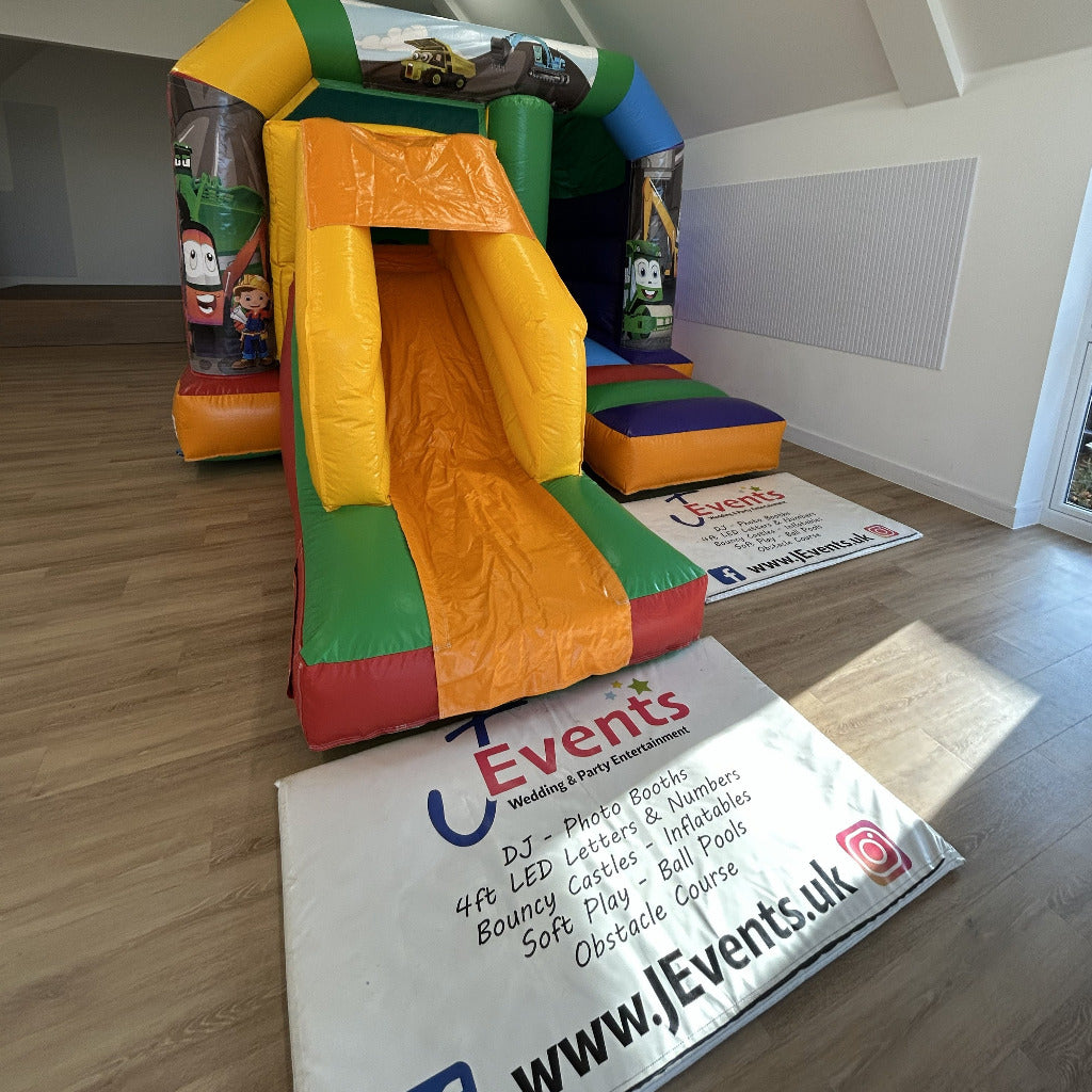 Rainbow Bounce 'n' Slide Construction Cartoon Themed