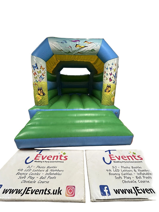 Butterfly Themed Bouncy Castle Blue & Green