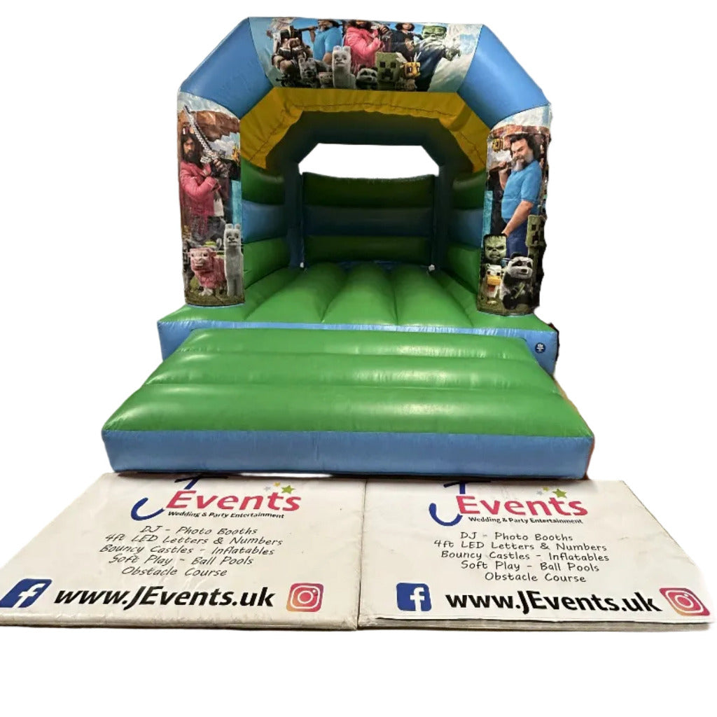 Minecraft Movie Bouncy Castle Blue & Green