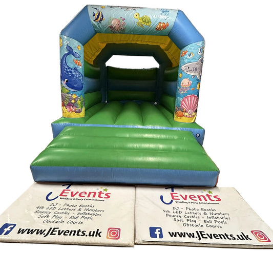 Blue & Green Bouncy Castle Under The Sea Themed