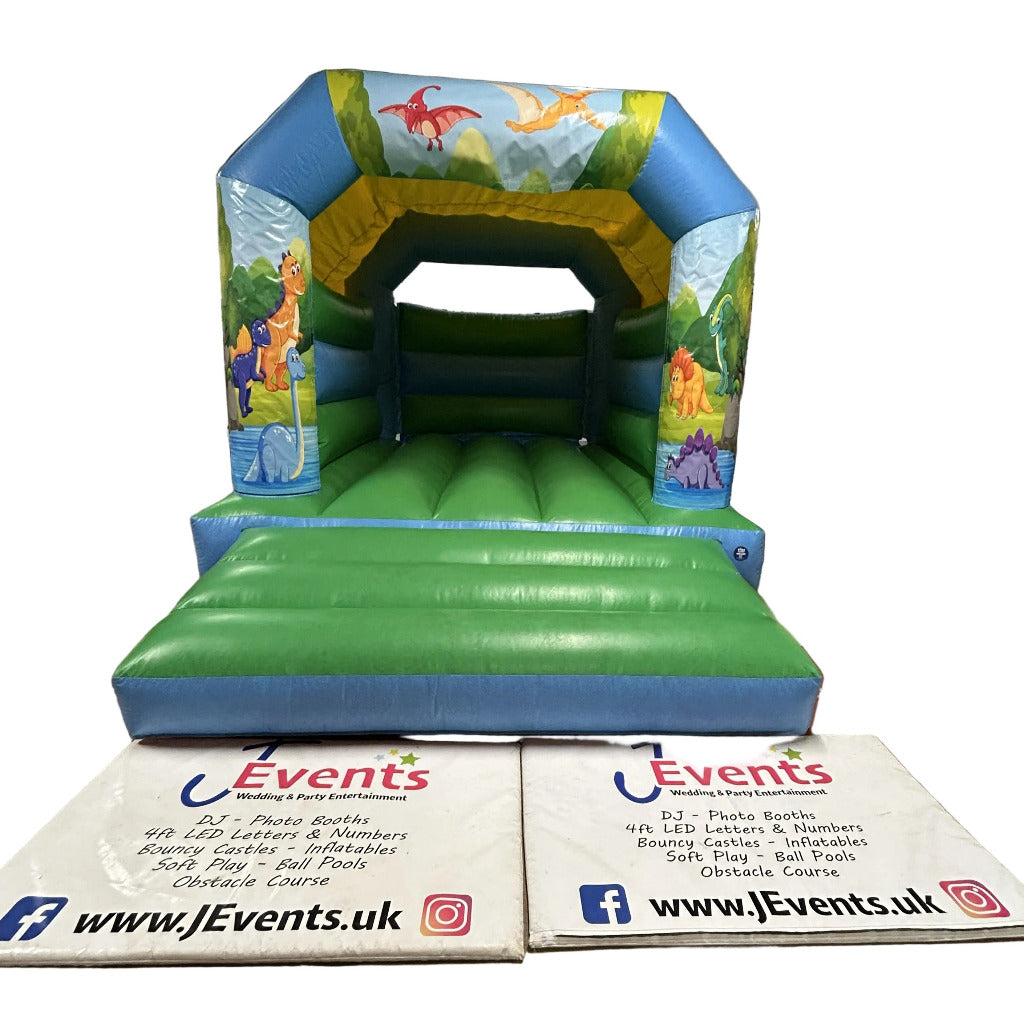 Cute Cartoon Dinosaur Bouncy Castle Blue & Green