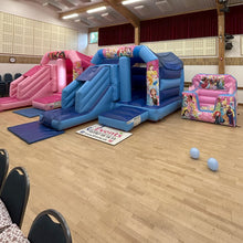 Load image into Gallery viewer, 2 x Princess Bounce &#39;n&#39; Slide Bouncy Castles, Ball Pool Package
