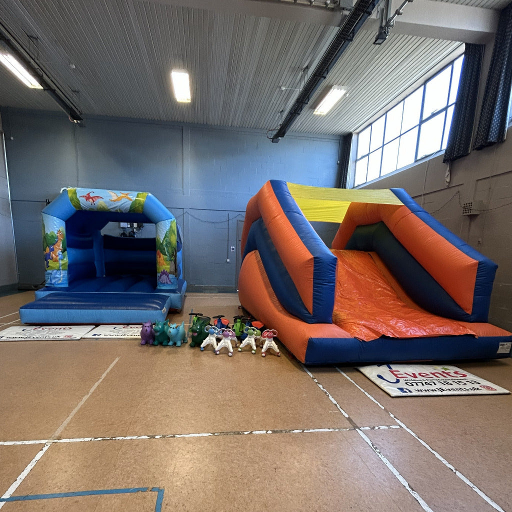 Cute Cartoon Dinosaur Bouncy Castle Blue & Blue