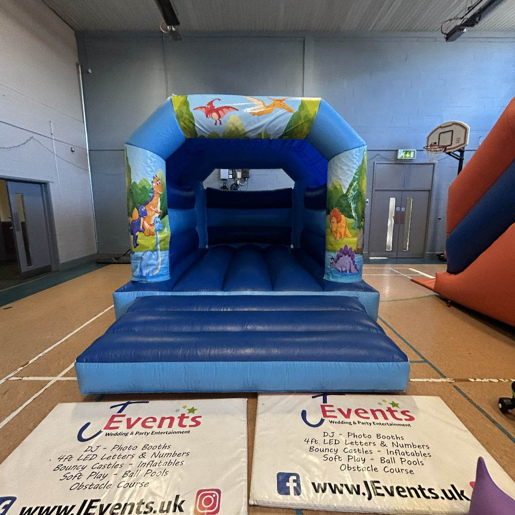 Cute Cartoon Dinosaur Bouncy Castle Blue & Blue