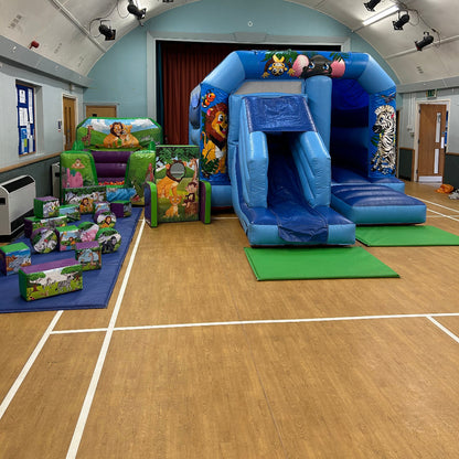Jungle Bounce 'n' Slide Bouncy Castle, Ball Pool, Soft Play, Hopscotch & Face In The Hole Package