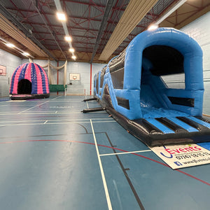 Assault Course 46ft Blue & Black Inflatable Obstacle Course & Disco Dome Bouncy Castle Package