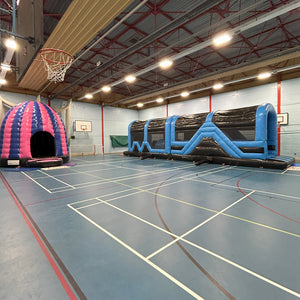 Assault Course 46ft Blue & Black Inflatable Obstacle Course & Disco Dome Bouncy Castle Package