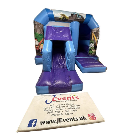 Blue & Purple Bounce 'n' Slide Construction Cartoon Themed
