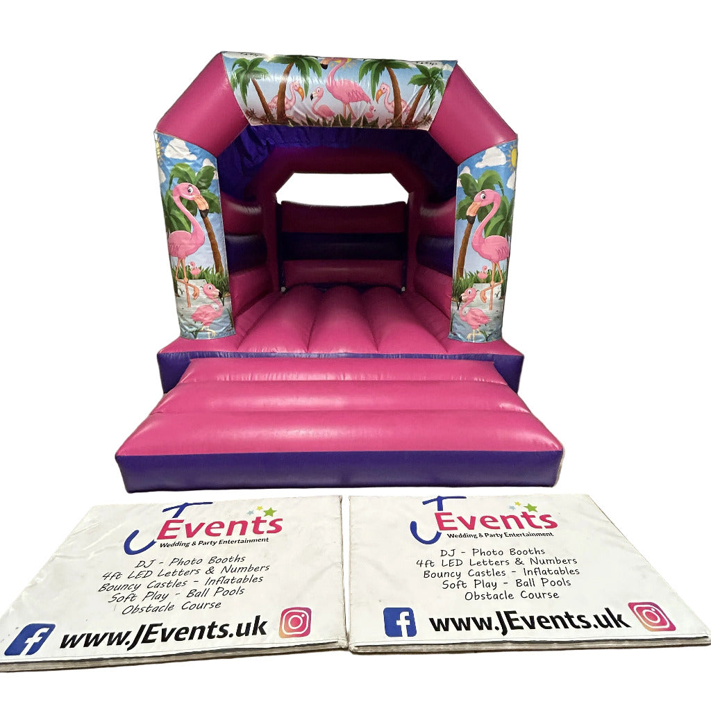 Flamingo Bouncy Castle Pink & Purple