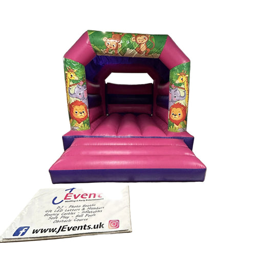 Cute Jungle Bouncy Castle Pink & Purple