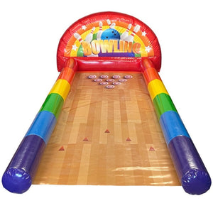 Inflatable Bowling Alley Rainbow Colour With Wooden Bowling Floor Print