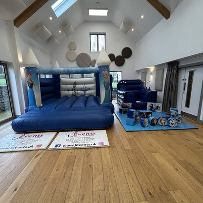 Frozen 3 Themed Bouncy Castle Blue & White